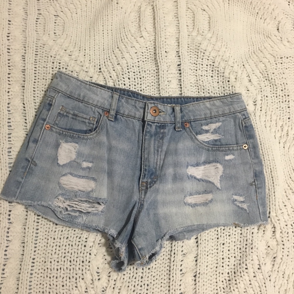 High Rise Ripped Jean Shorts